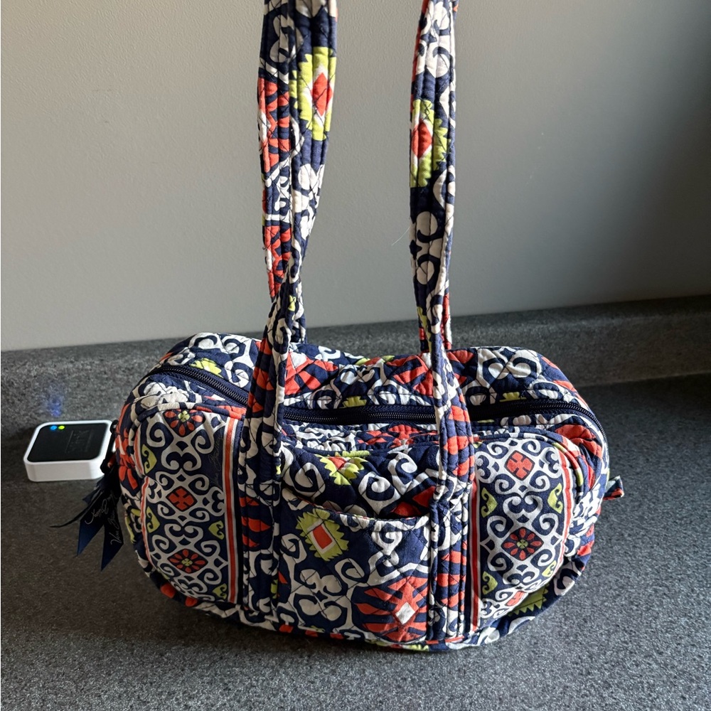 Vera Bradley Navy and Red Patterned Shoulder Bag